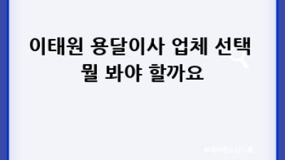 이태원 원룸 이사? 용달이사 전문 업체와 함께 편안하게!